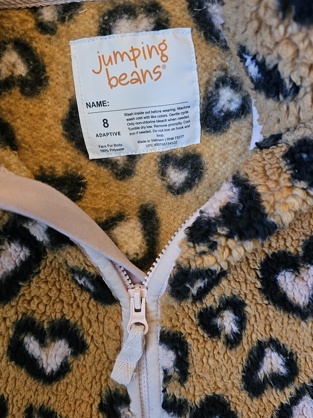 jumping beans Leopard Heart Sherpa Jacket - Brown & Pink - Picture 4 of 5